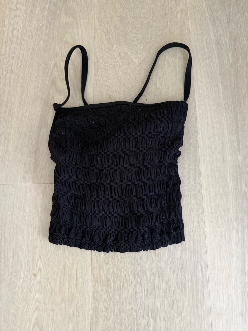 FP Movement by Free People Black Smocked Camisole Tank